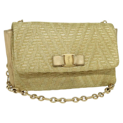 Salvatore Ferragamo Vala Shoulder Bag Leather, GOLD, LEATHER, Shoulder bag
