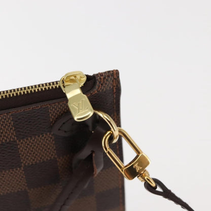 Louis Vuitton Neverfull Pochette Damier, BROWN, CANVAS, Clutche & pouche