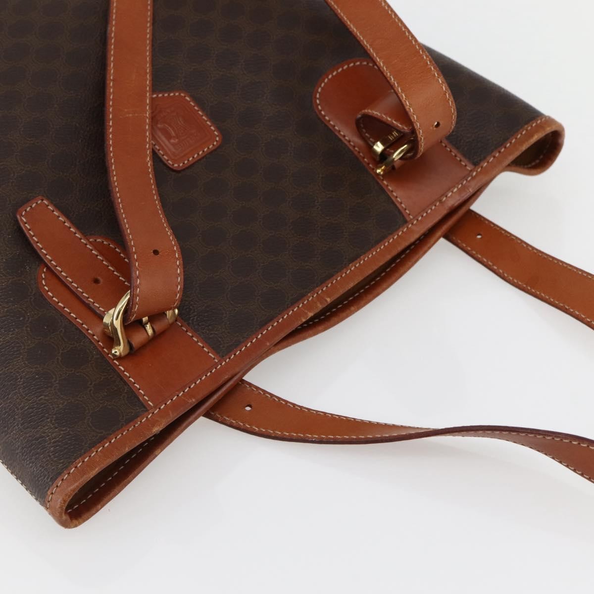 Celine Vintage Macadam Shopper Tote Coated Canvas, BROWN, CANVAS, Tote bag