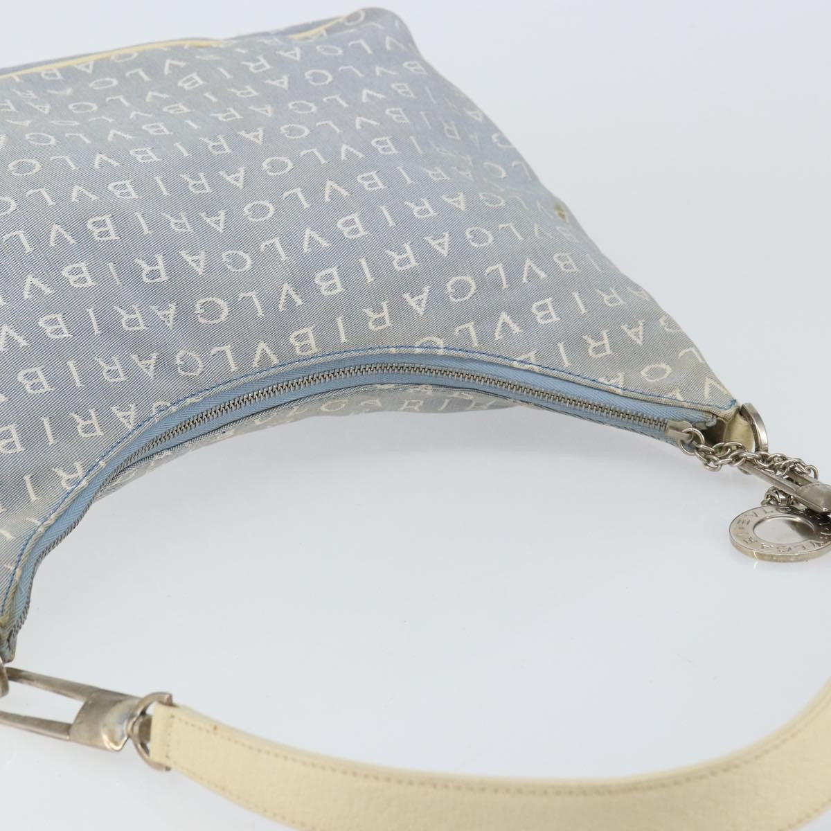 Bvlgari Logomania Shoulder Bag Canvas with Leather, Blue, Canvas, Shoulder Bag