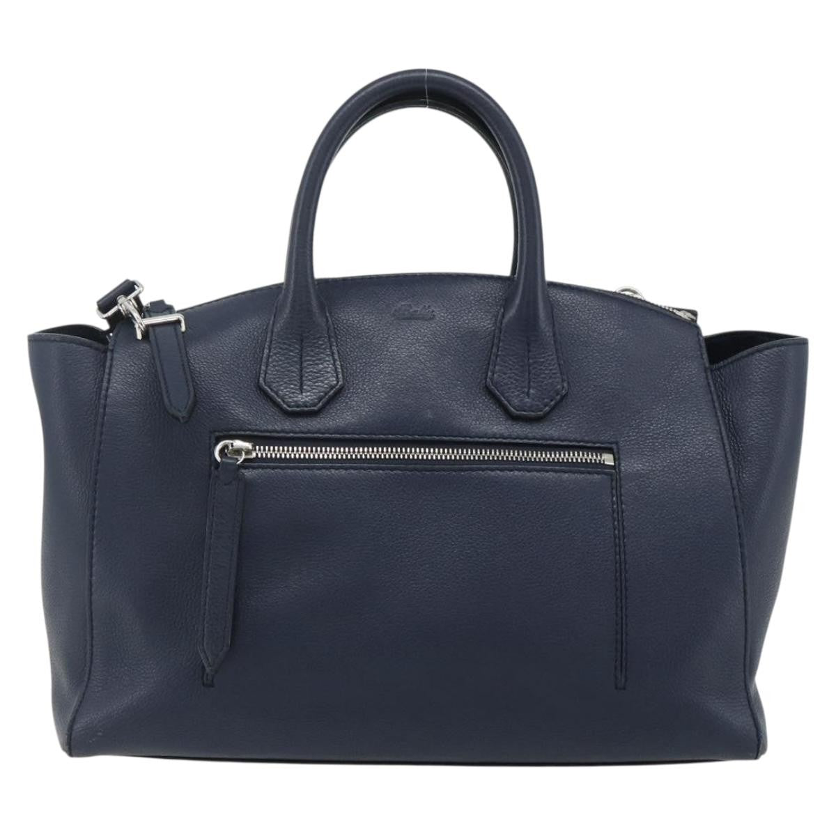 Bally Vintage Handbag Leather, Navy, Leather, Handbag