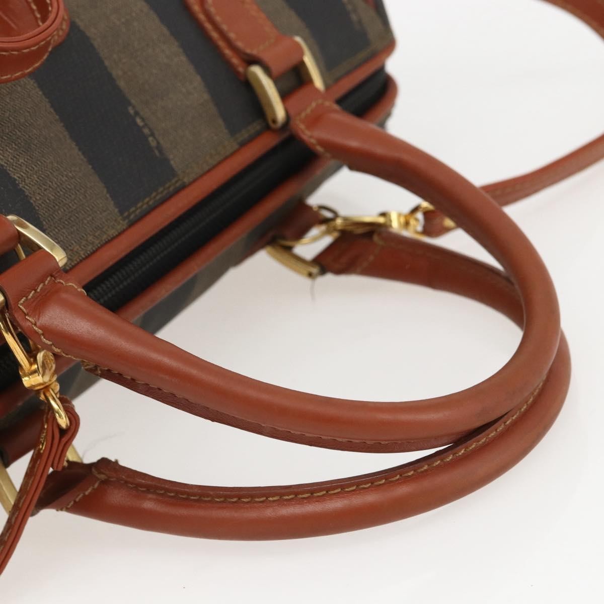 Fendi Vintage Pequin Convertible Boston Bag Coated Canvas, BLACK, PVC, Handbag