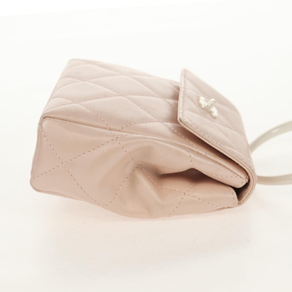 Chanel Ring Flap Bag Quilted Leather, PINK, LEATHER, Clutche & pouche