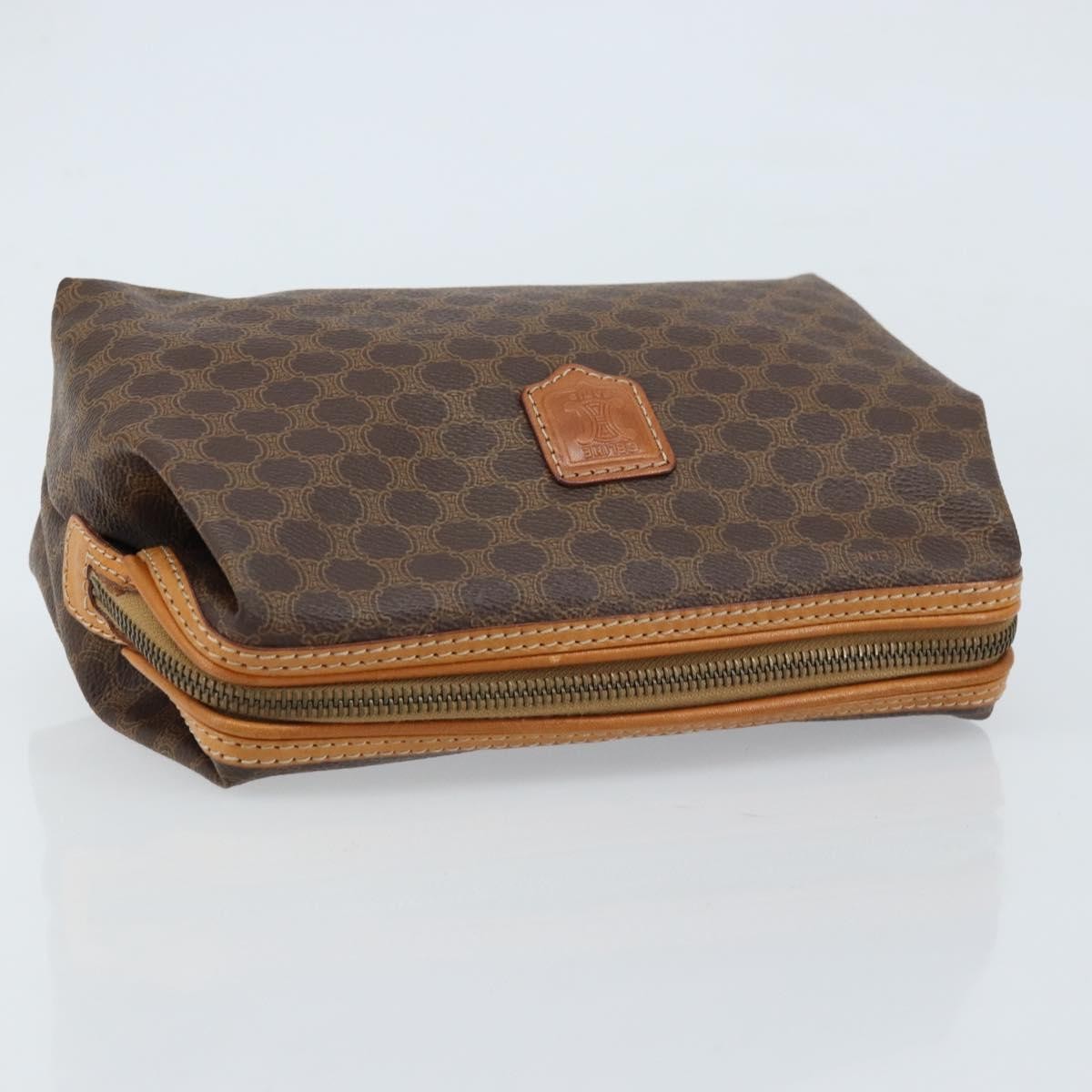 Celine Macadam Pochette Canvas and Leather, Brown, Canvas, Clutch