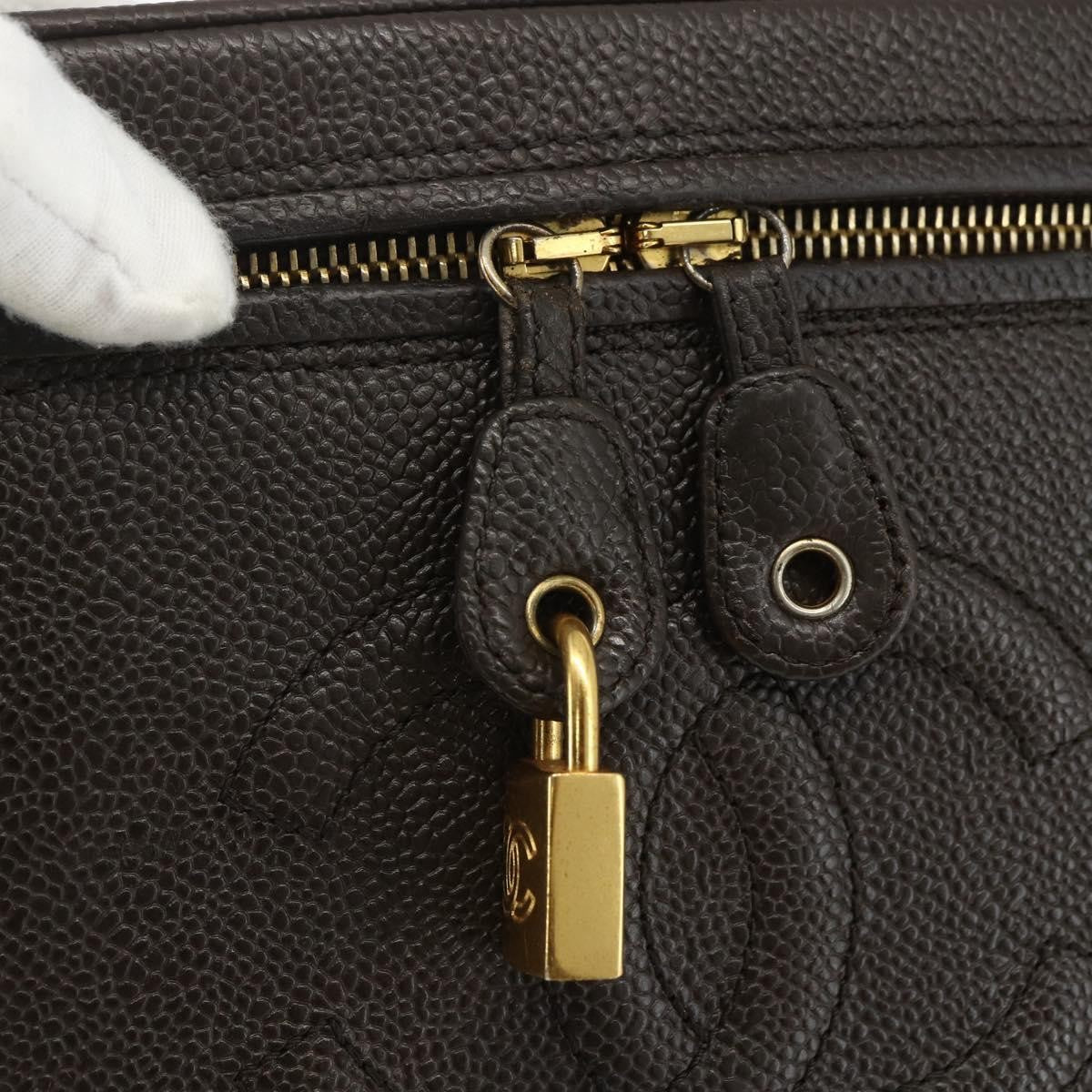 Chanel Vintage Timeless Vanity Case Caviar, BROWN, LEATHER, Handbag