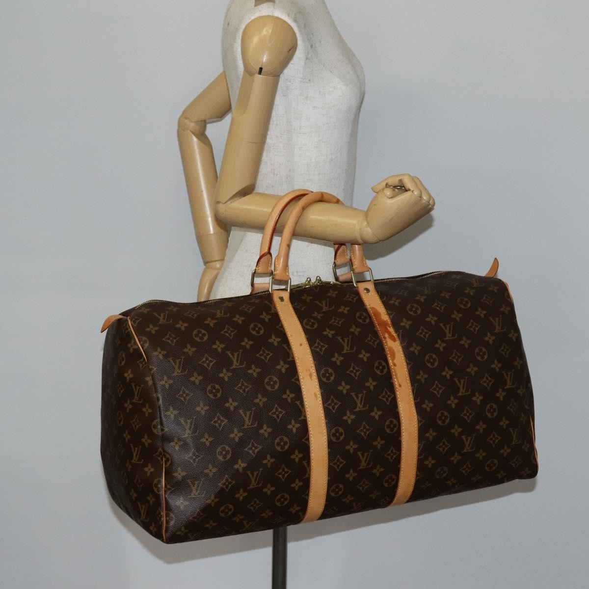 Louis Vuitton Keepall Bandouliere Bag Monogram Canvas, BROWN, CANVAS, Travel bag