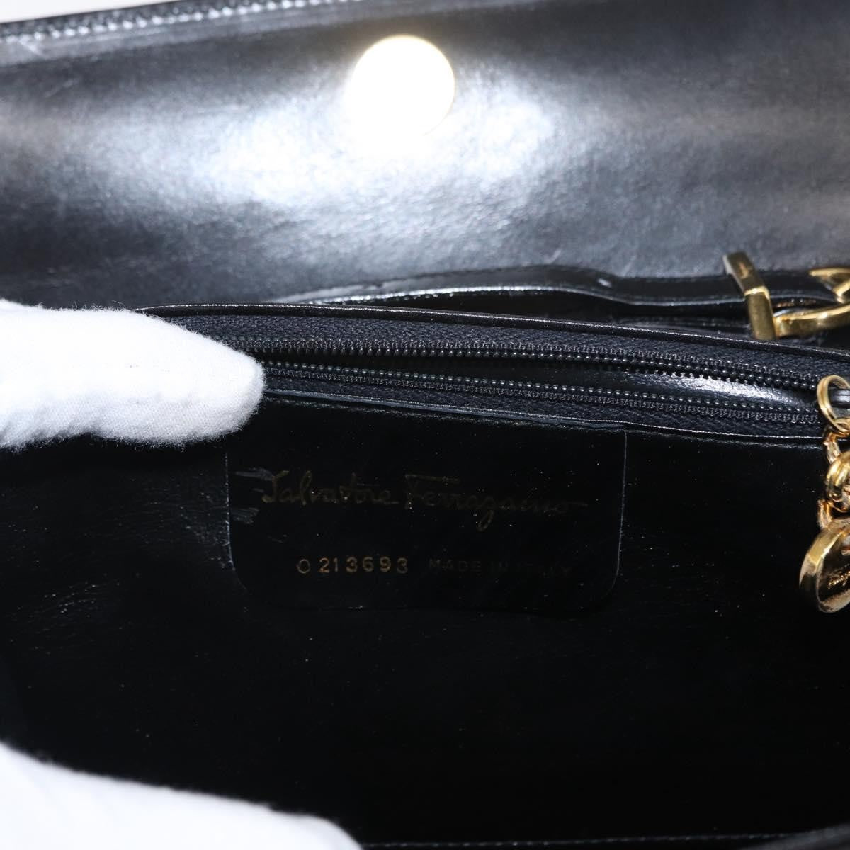 Salvatore Ferragamo Gancini Shoulder Bag Leather, BLACK, LEATHER, Shoulder bag