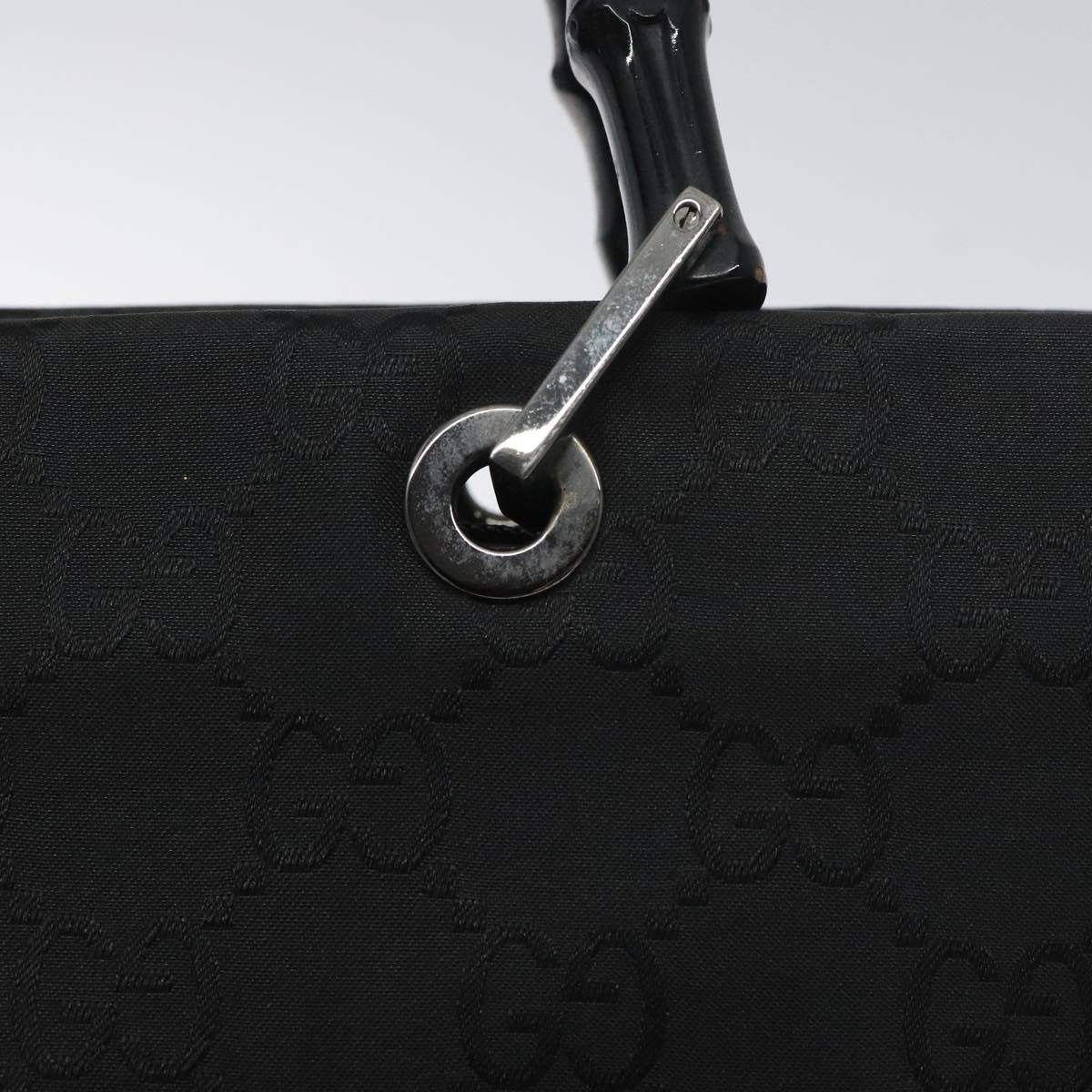 Gucci Vintage Bamboo Handle Tote GG Nylon, BLACK, NYLON, Tote bag