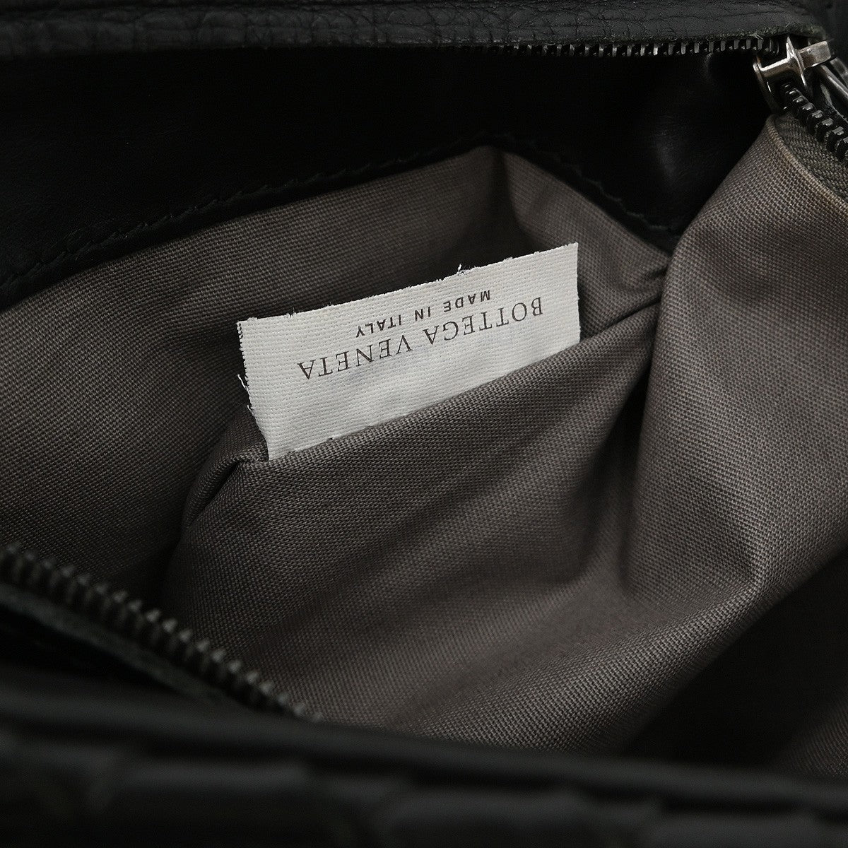 Bottega Veneta Square Flap Messenger Bag Intrecciato Nappa, BLACK, LEATHER, Shoulder bag