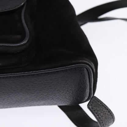 Gucci Vintage Bamboo Backpack Suede, BLACK, SUEDE, Backpack