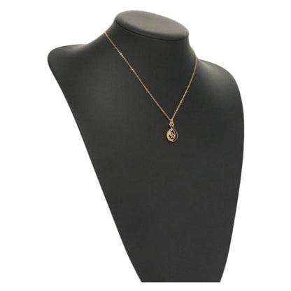 Christian Dior Vintage CD Pendant Necklace Metal with Crystals, GOLD, METAL, Necklace