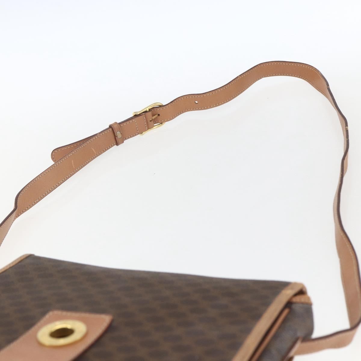 Celine Vintage Macadam Shoulder Bag Canvas and Leather, BROWN, CANVAS, Shoulder bag