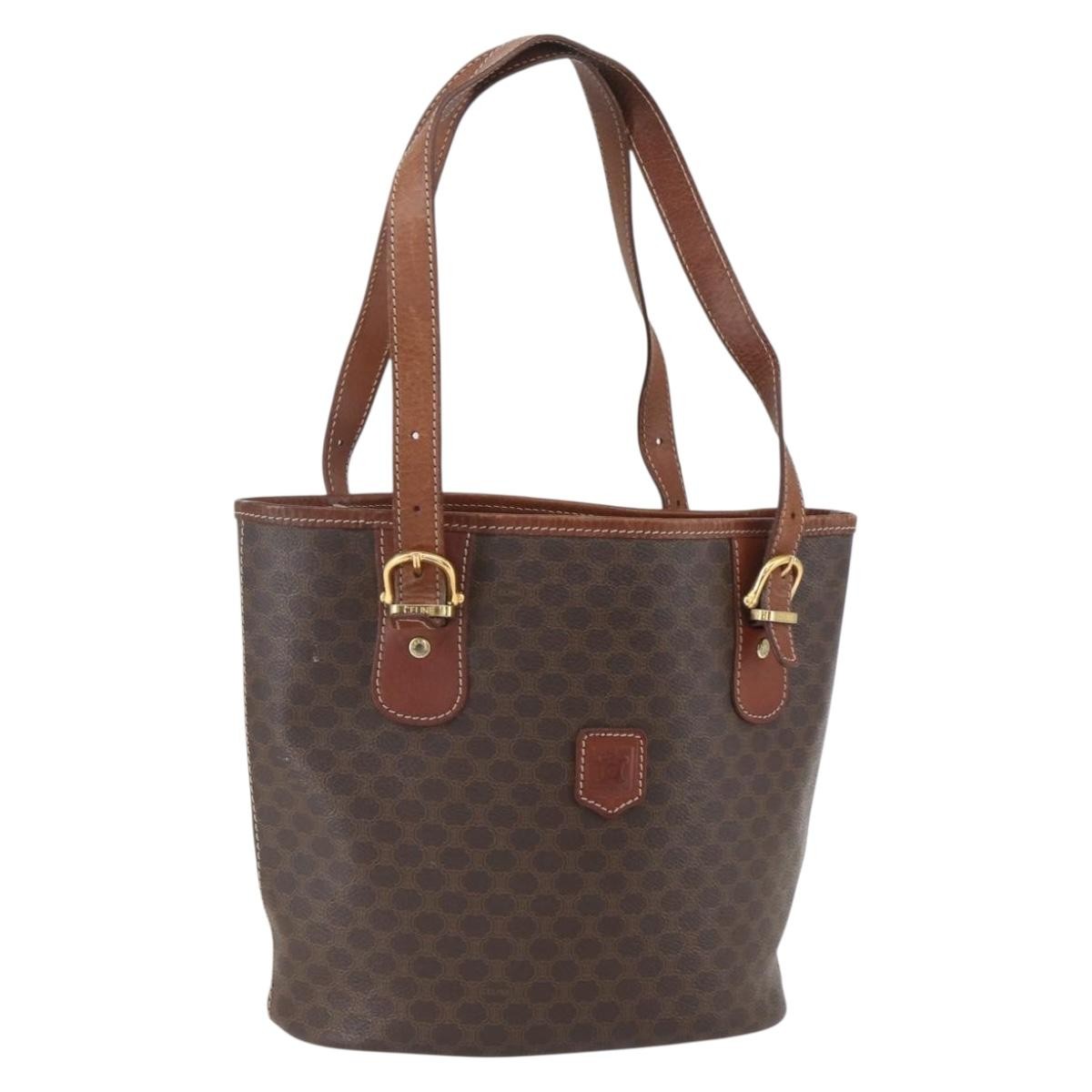 Celine Vintage Macadam Tote bag Canvas, BROWN, PVC, Tote bag