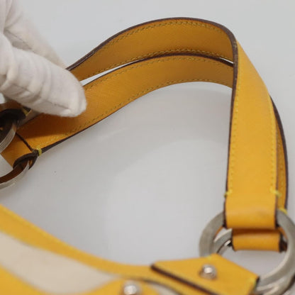 Salvatore Ferragamo Gancini handbag Canvas and Leather, YELLOW, CANVAS, Handbag
