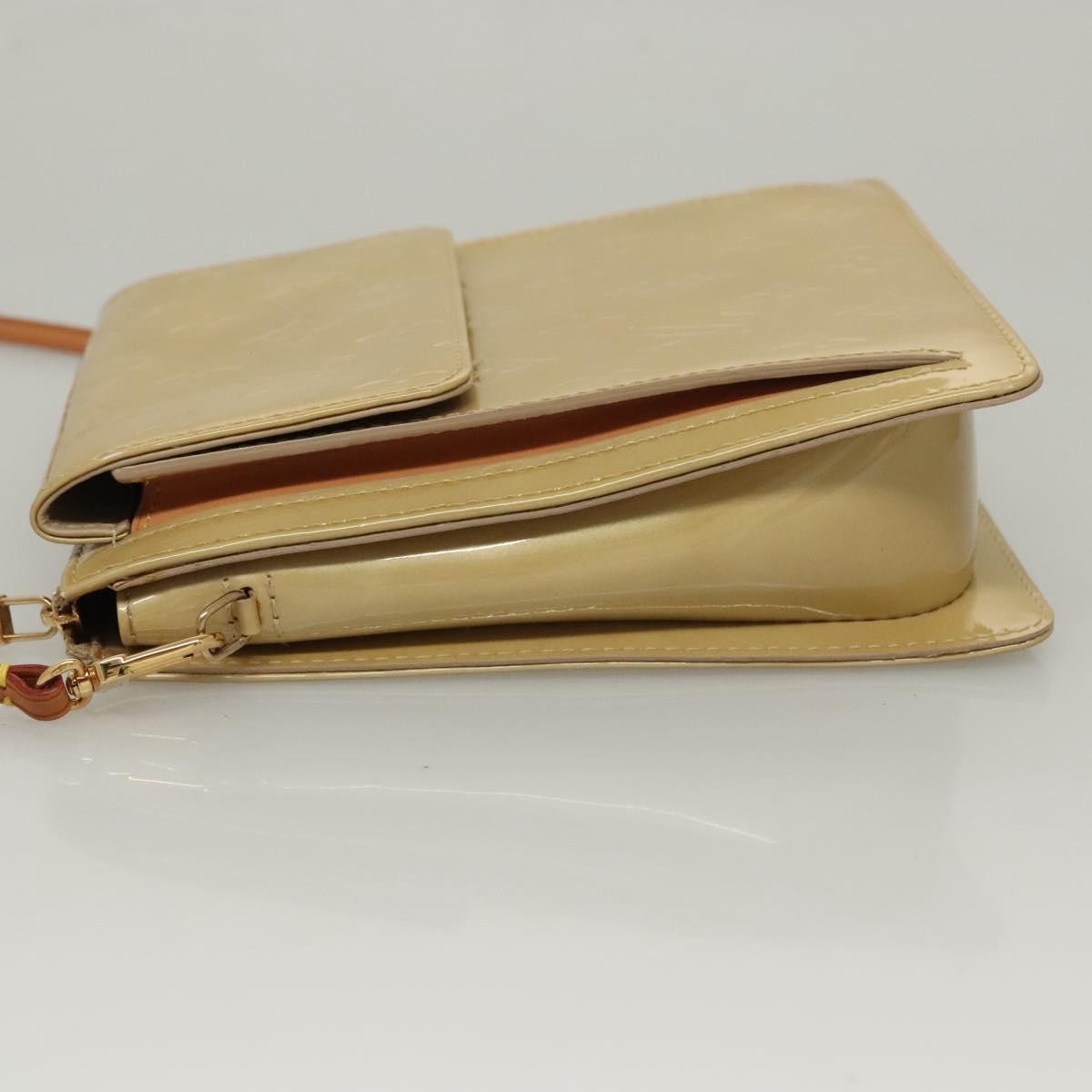 Louis Vuitton Mott Handbag Monogram Vernis, Beige, Patent Leather, Clutch