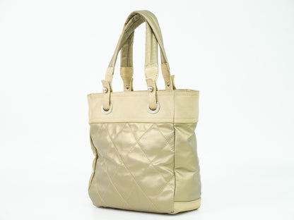 Chanel Biarritz Tote Quilted Coated Canvas, METALLIC, CANVAS, Tote bag