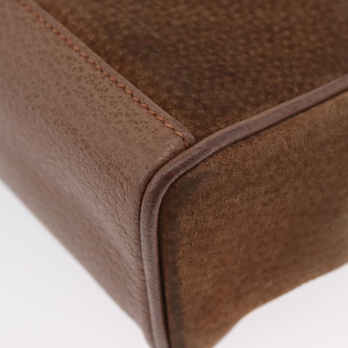 Gucci Vintage Bamboo Front Pocket Tote Suede, BROWN, SUEDE, Handbag