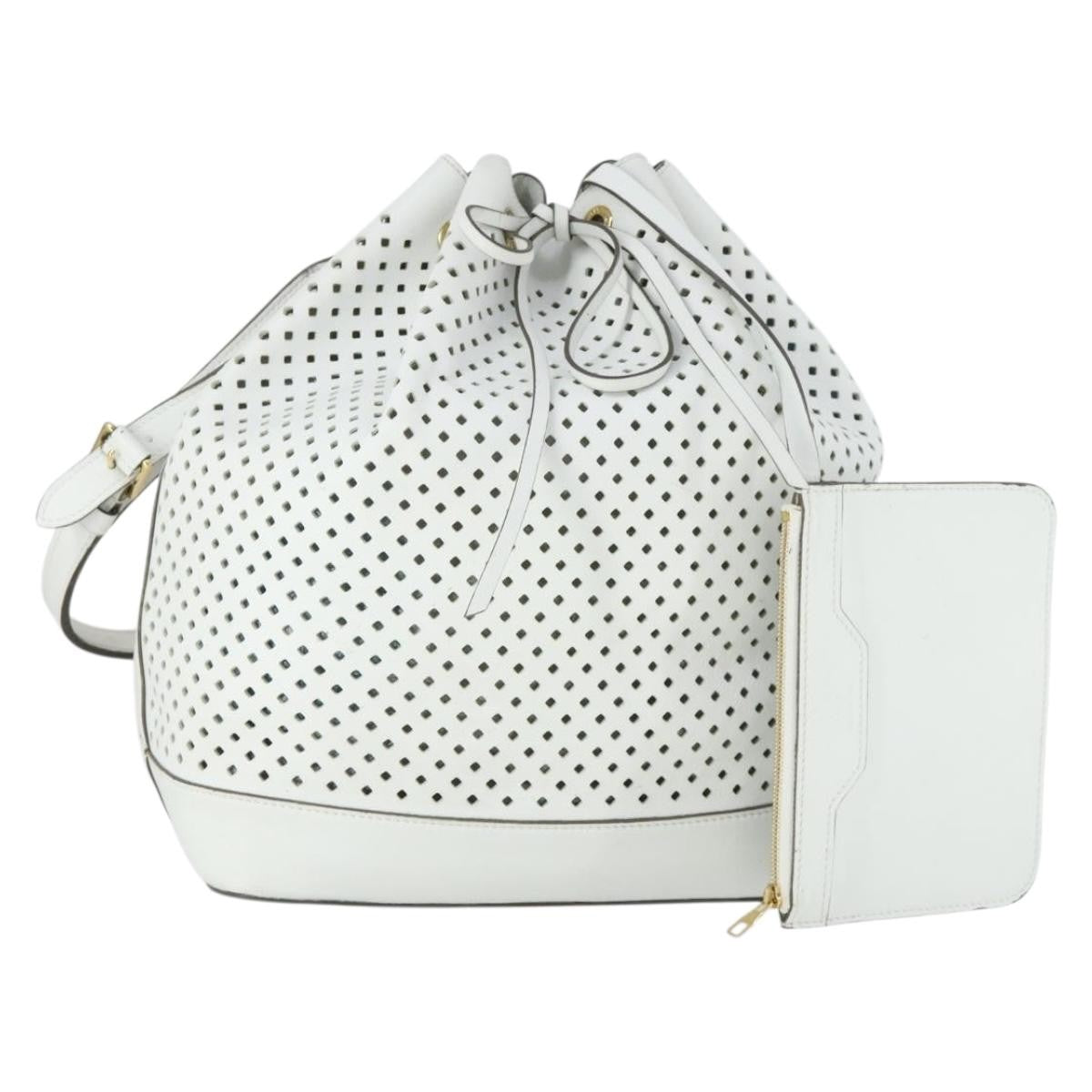 Louis Vuitton Flore Noe Handbag Perforated Leather, WHITE, LEATHER, Shoulder bag