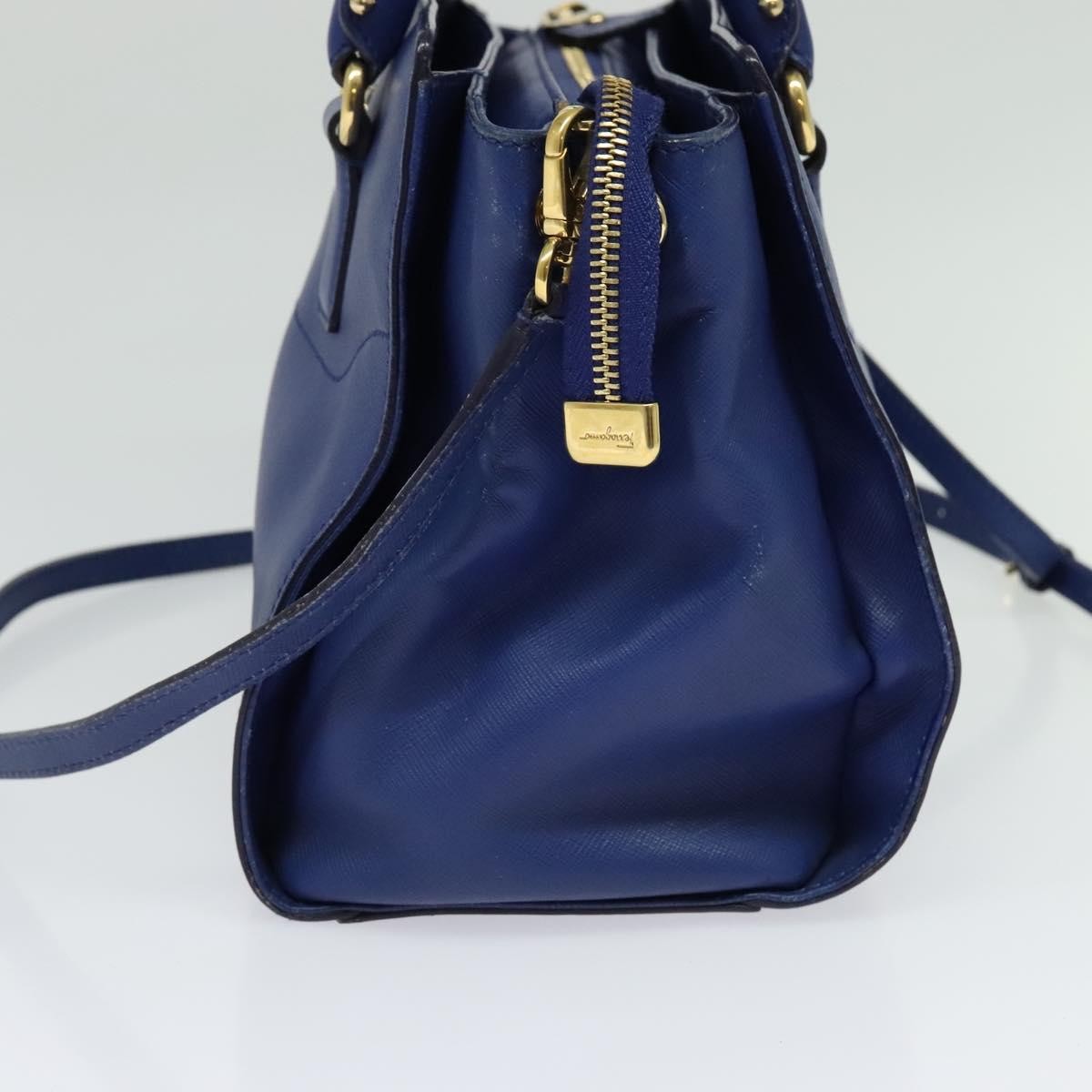 Salvatore Ferragamo Beky Tote Saffiano Leather, BLUE, LEATHER, Tote bag