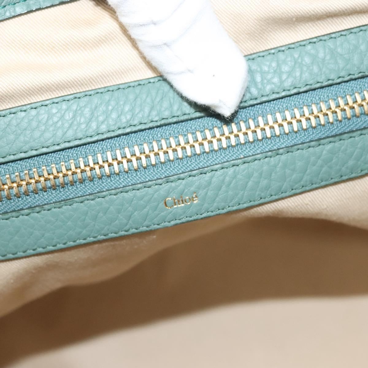 Chloe Ellen Moyen Tote Leather, GREEN, LEATHER, Tote bag