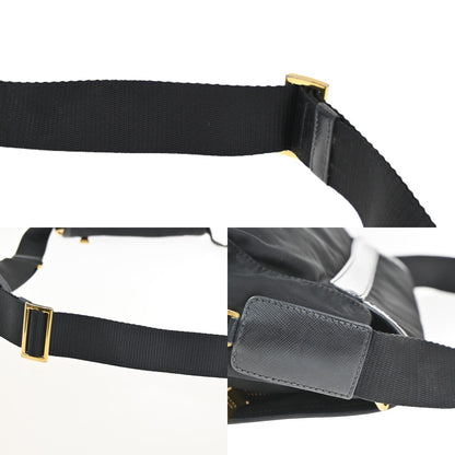 Prada Buckle Messenger Bag Tessuto, Black, Nylon, Shoulder Bag