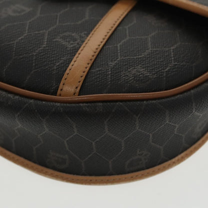 Christian Dior Vintage Honeycomb Flap Crossbody Bag Coated Canvas, BLACK, CANVAS, Crossbody bag