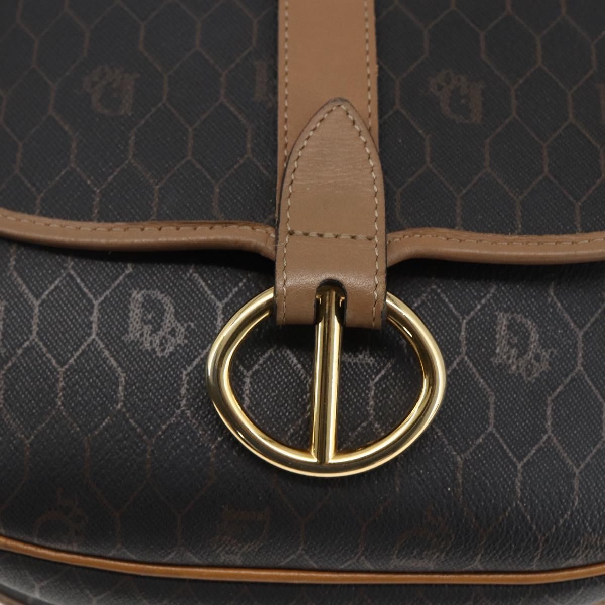 Christian Dior Vintage Honeycomb Shoulder Bag Canvas and Leather, BLACK, CANVAS, Shoulder bag