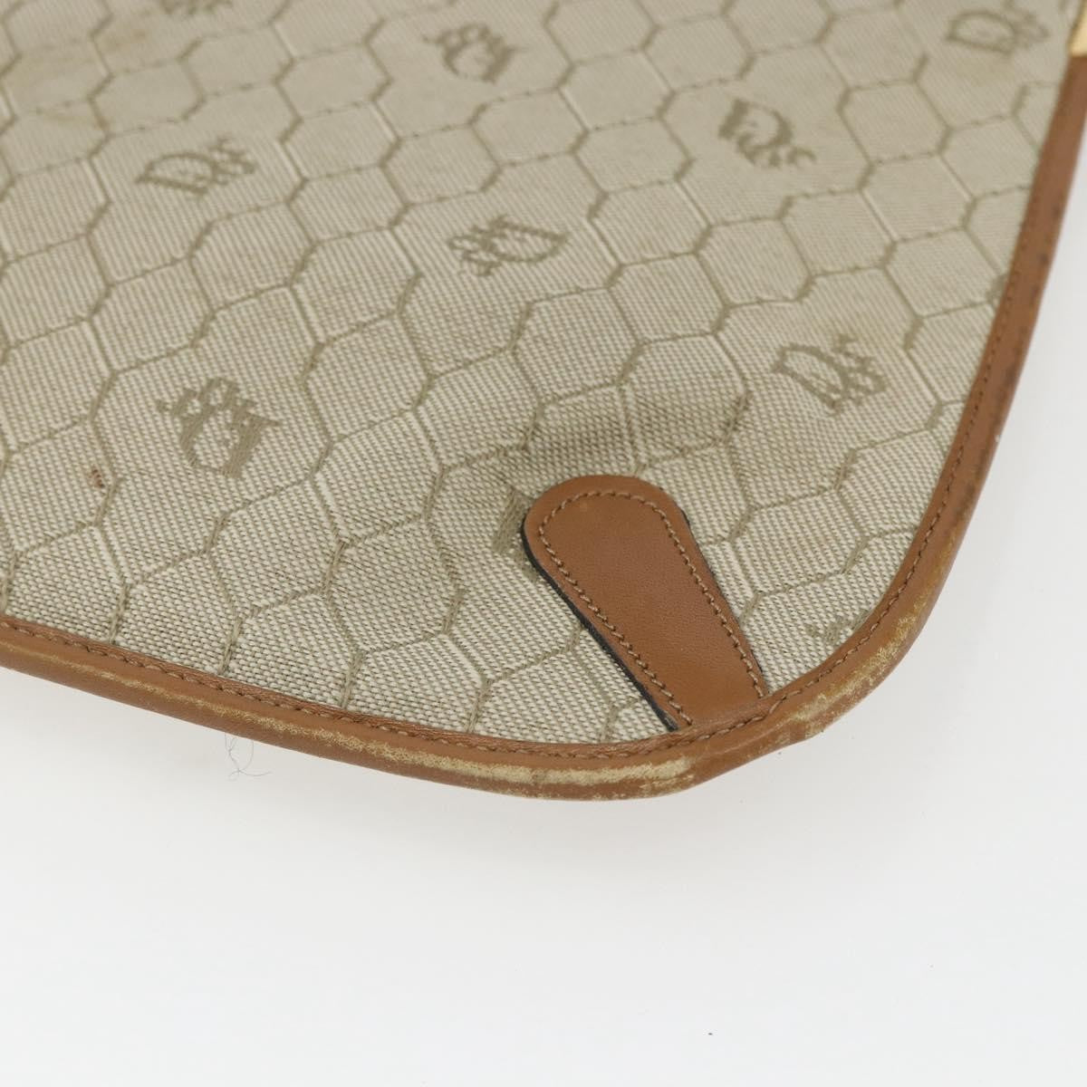 Christian Dior Vintage Honeycomb Shoulder Bag Canvas and Leather, BEIGE, CANVAS, Shoulder bag
