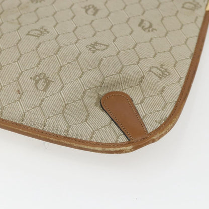 Christian Dior Vintage Honeycomb Shoulder Bag Canvas and Leather, BEIGE, CANVAS, Shoulder bag