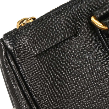 Prada Galleria Double Zip Tote Saffiano Leather, BLACK, LEATHER, Tote bag