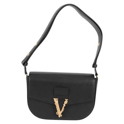 Versace Virtus Flap Messenger Bag Leather, BLACK, LEATHER, Crossbody bag