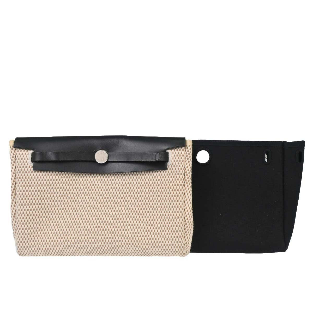 Hermes Herbag Clutch Canvas, Black, Canvas, Handbag