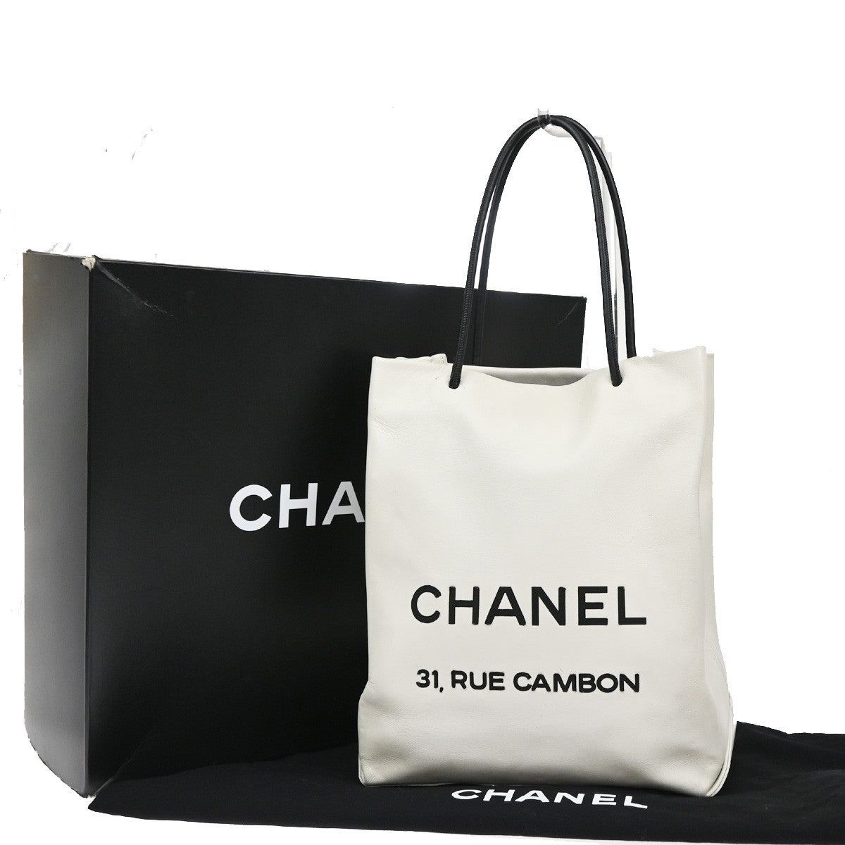 Chanel Essential 31 Rue Cambon Shopping Tote Leather, WHITE, LEATHER, Tote bag