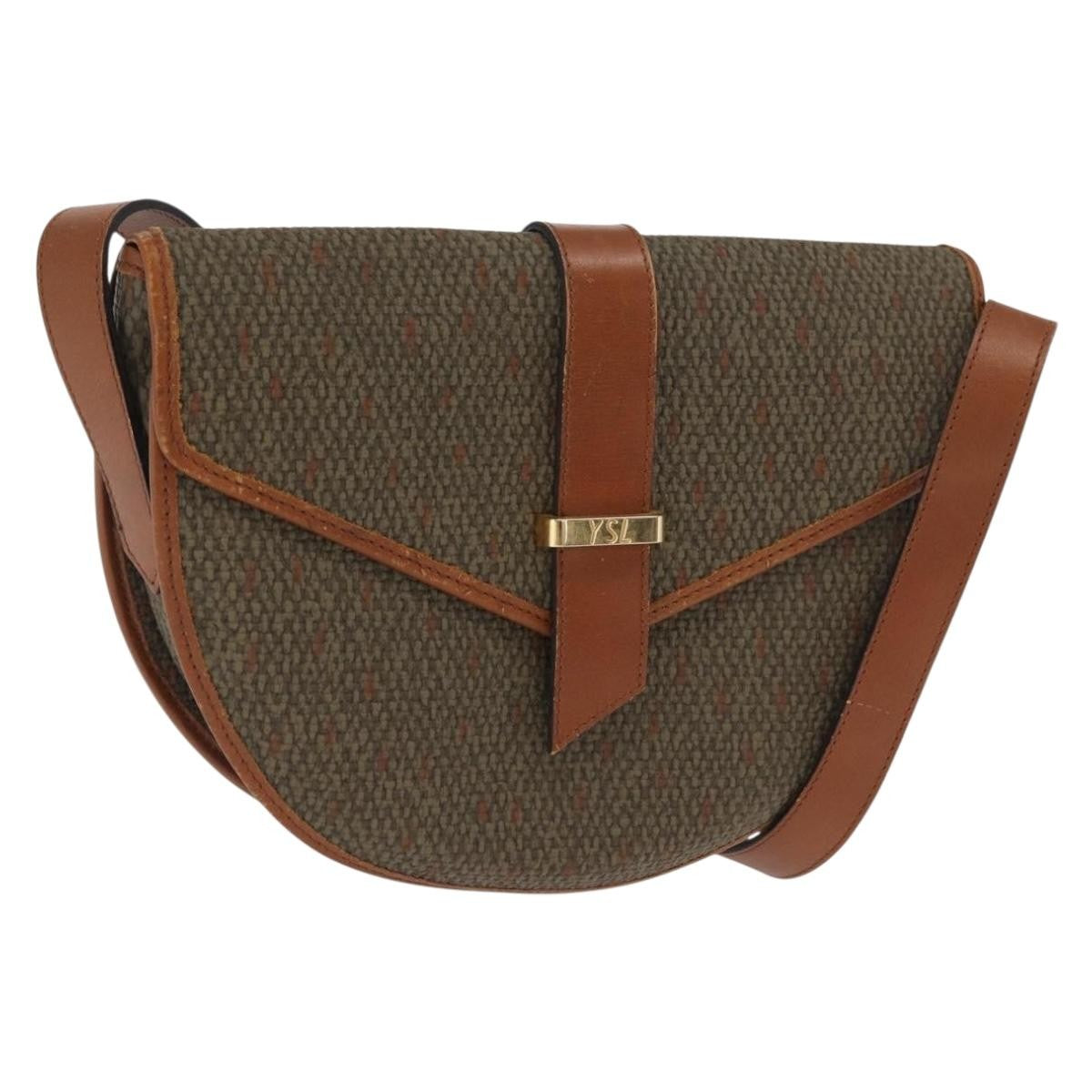 Saint Laurent Vintage Shoulder Bag Canvas, KHAKI, CANVAS, Shoulder bag