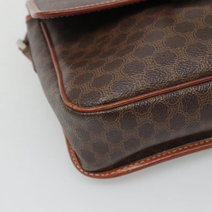 Celine Vintage Macadam Circle Logo Shoulder Bag Canvas and Leather, Brown, Canvas, Shoulder Bag