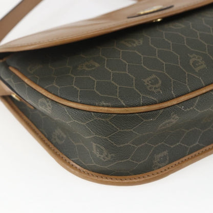 Christian Dior Vintage Honeycomb Flap Crossbody Bag Canvas and Leather, KHAKI, CANVAS, Shoulder bag