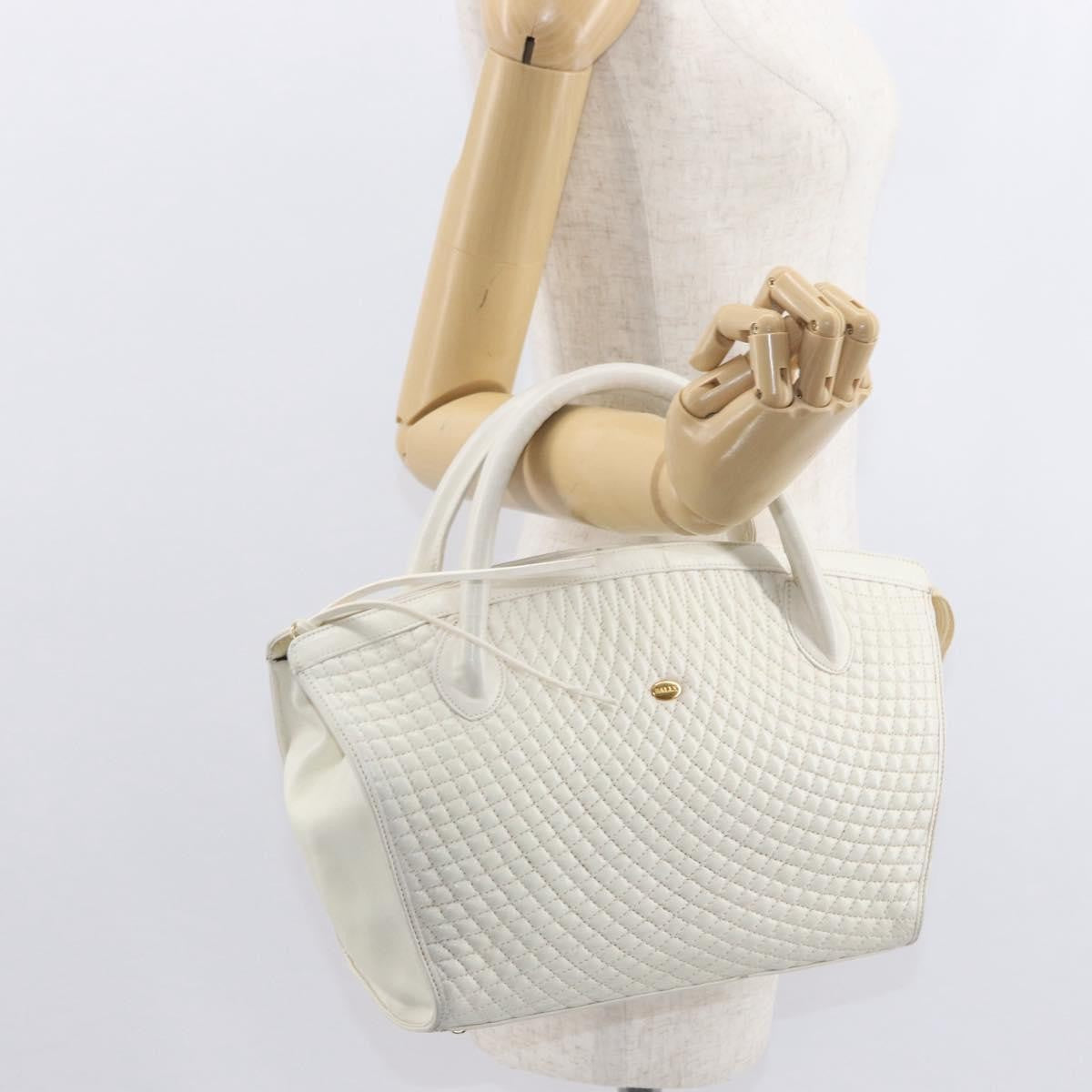 Bally Vintage Handbag Quilted Leather, White, Leather, Handbag