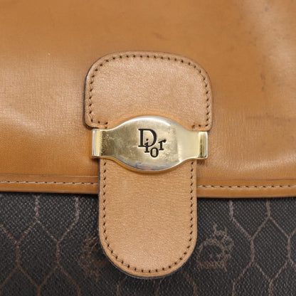 Christian Dior Vintage Honeycomb Shoulder Bag Canvas and Leather, BROWN, CANVAS, Shoulder bag