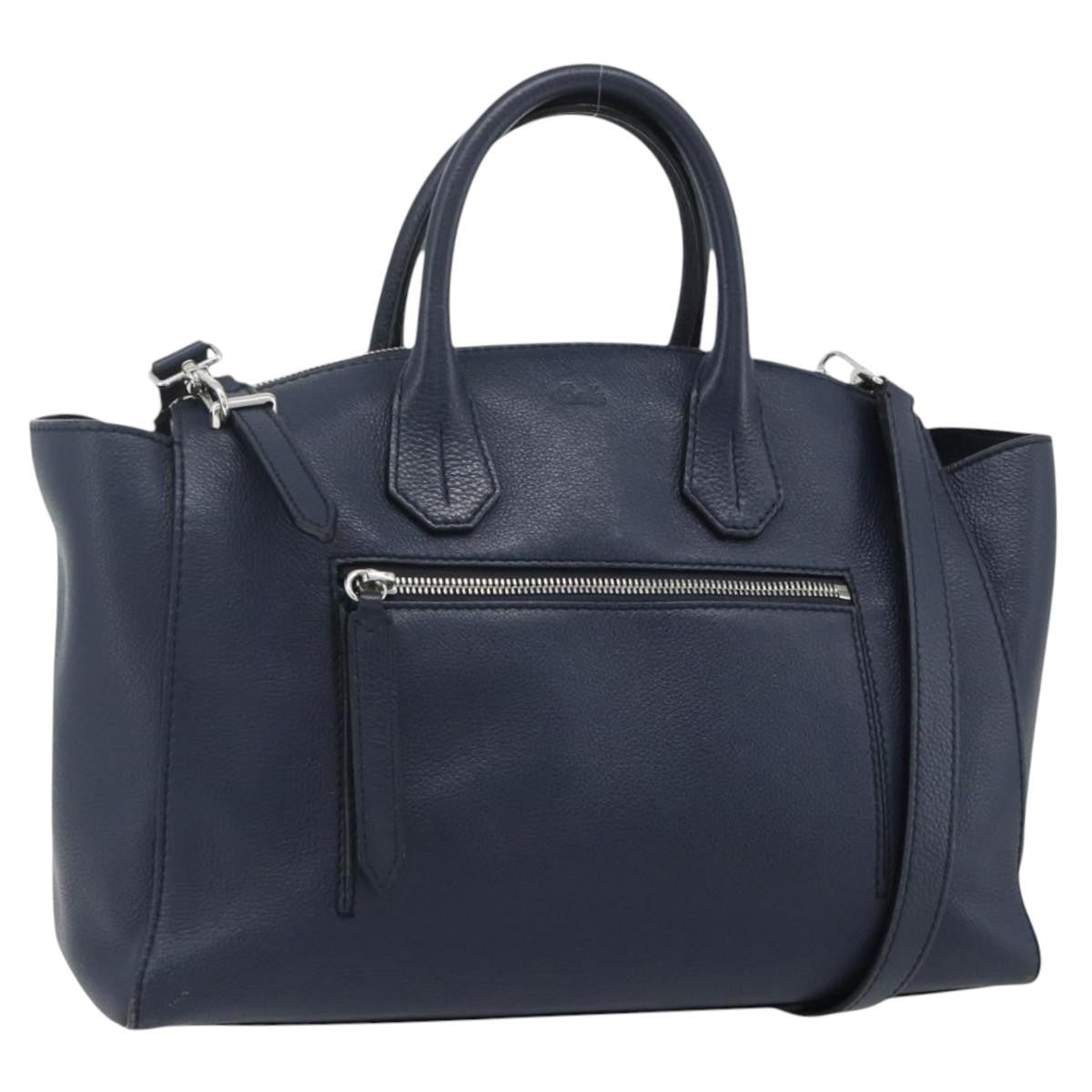 Bally Vintage Handbag Leather, Navy, Leather, Handbag