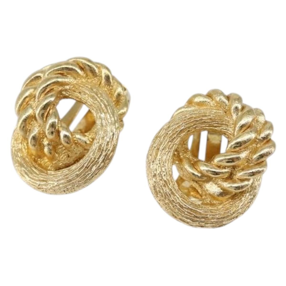 Christian Dior Vintage Round Clip-On Earrings Metal, GOLD, METAL, Earrings