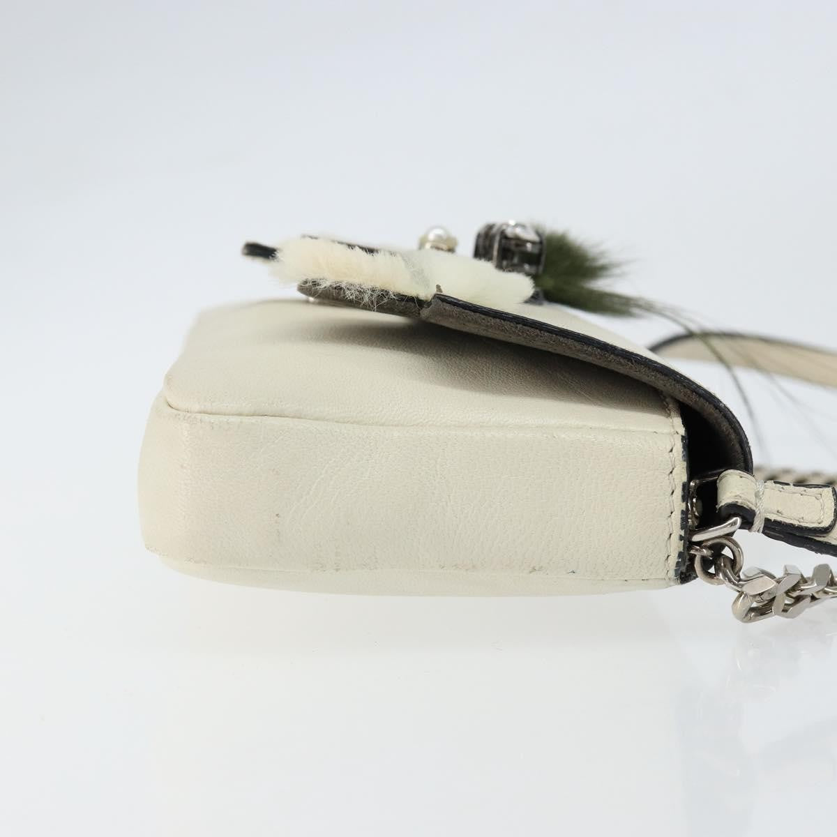 Fendi Monster Baguette Leather, WHITE, LEATHER, Shoulder bag