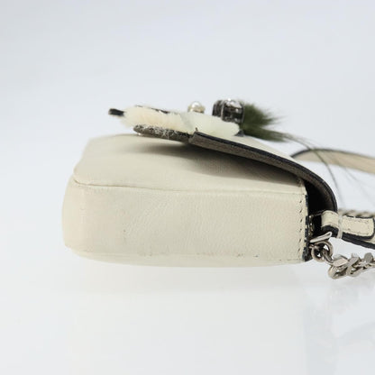 Fendi Monster Baguette Leather, WHITE, LEATHER, Shoulder bag