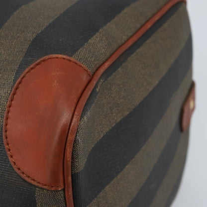 Fendi Vintage Pequin Boston Bag Coated Canvas, Brown, Canvas, Travel Bag