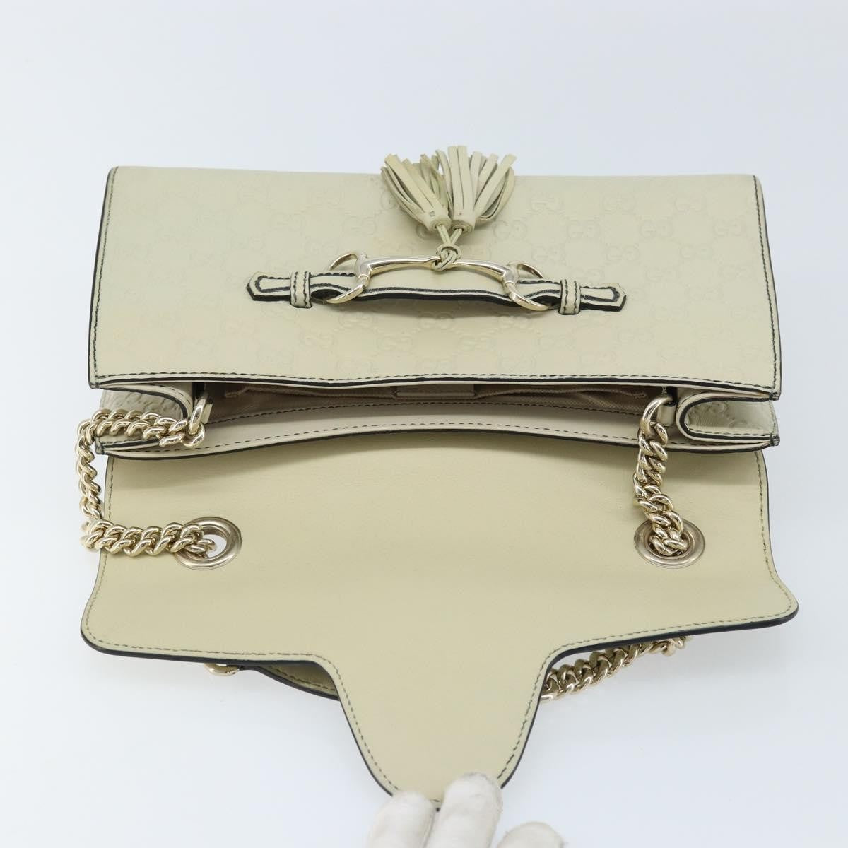 Gucci Emily Chain Flap Bag Guccissima Leather, Beige, Leather, Shoulder Bag