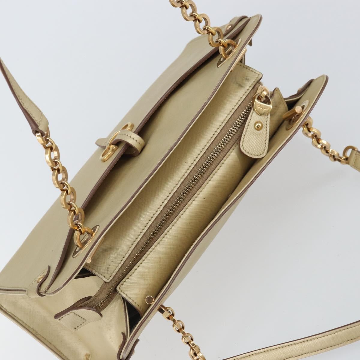 Salvatore Ferragamo Gancini handbag Leather, GOLD, LEATHER, Shoulder bag
