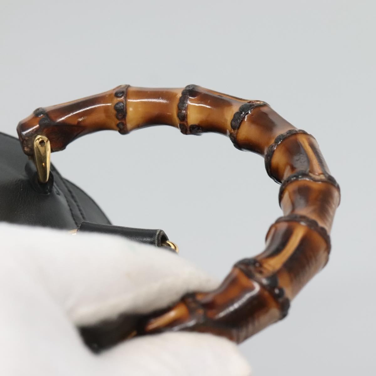 Gucci Vintage Bamboo Backpack Leather, BLACK, LEATHER, Backpack