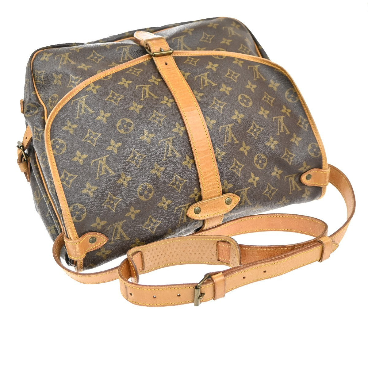 Louis Vuitton Saumur Handbag Monogram Canvas, BROWN, CANVAS, Shoulder bag