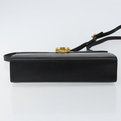 Salvatore Ferragamo Gancini Shoulder Bag Leather, BLACK, LEATHER, Shoulder bag