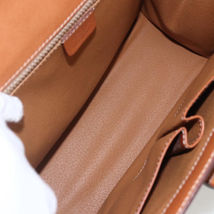 Celine Vintage Macadam Handbag Canvas and Leather, BEIGE, CANVAS, Handbag