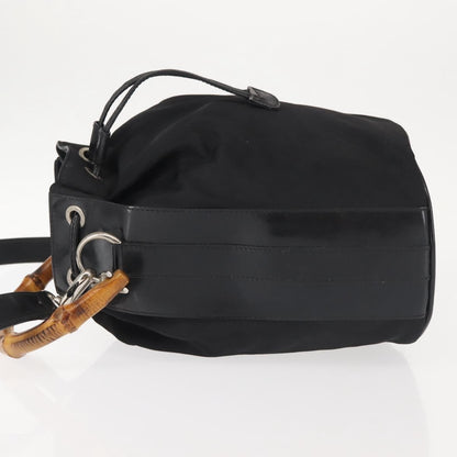 Gucci Vintage Bamboo Bucket Bag Nylon and Leather, BLACK, NYLON, Bag